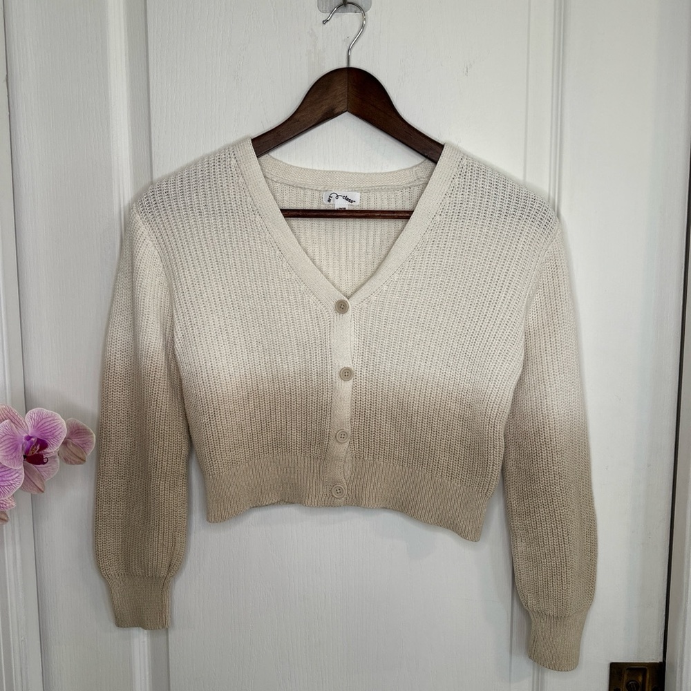art class Cream Button-Up V-Neck Ombré Cardigan (L)